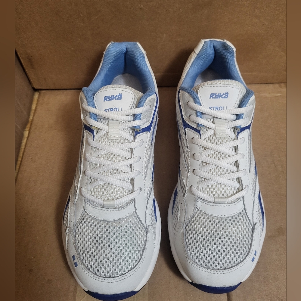 Ryka Stroll White/Blue Sneakers Women Size 8 - Picture 4 of 12